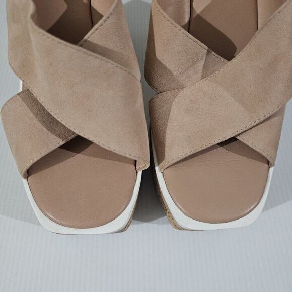 NEW Vince Camuto Celosia Platform Womens 8.5 Beige Suede Slingback Sandal Heel - Picture 5 of 13